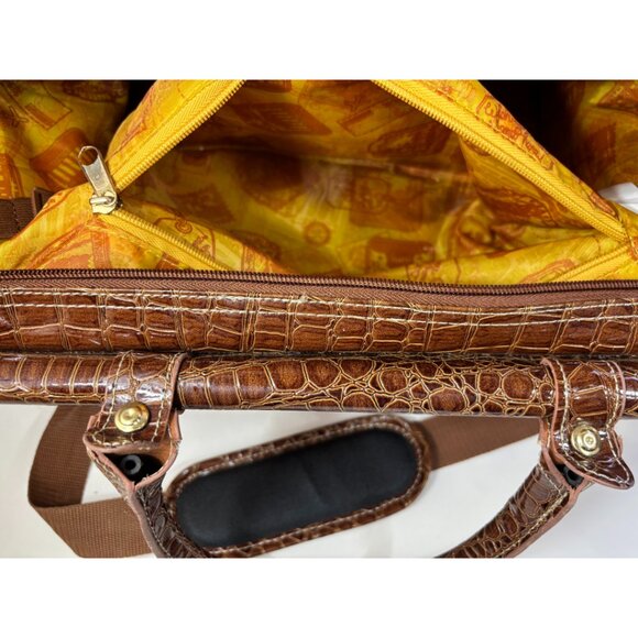 Samantha Brown Maroon Crocodile Embossed Weekender Carry On Dowel Travel Bag - Picture 9 of 11